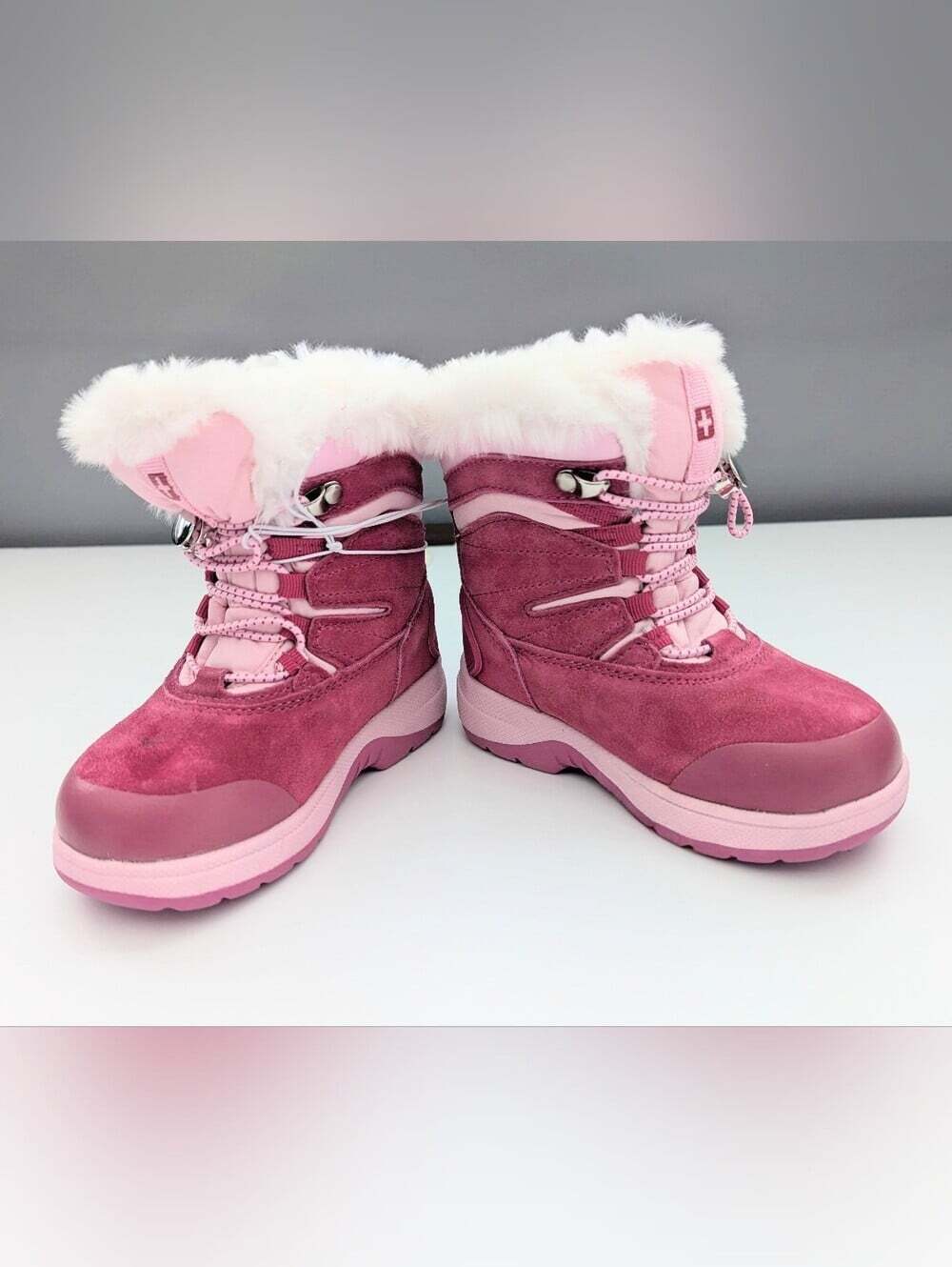 NWT Swiss Tech Girls' (Sz 10) Suede Waterproof Winter Snow Boots w/Faux Fur Cuff - Picture 6 of 16